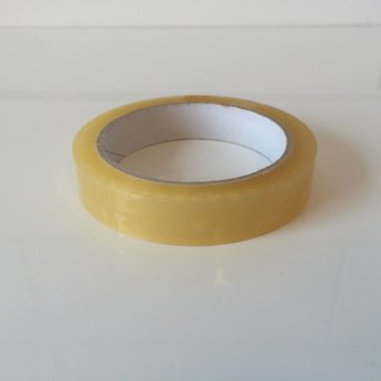 Tape transparant 19mm x 66 meter  grote kern, goede kwalitiet PP-acryl low noise.