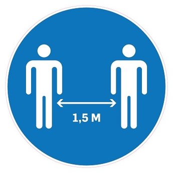 Pictogram sticker GROOT: 1,5m afstand houden