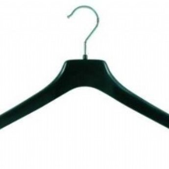 Hanger zwart NF44 -  44 cm breed, zonder broeklat  doosinhoud 125 stuks.(Hiervan draait de haak niet)