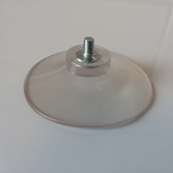 Zuignap transparant diameter 50mm met draadeind M4 x 6mm lengte,  prijs en verpakking per 100 stuks.<br />
Bijpassende moertjes, kunt u apart bestellen op artikelnummer  13030048