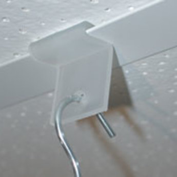 Systeemplafondklem hanger kunststof kleur wit, met 4,5mm diameter boorgat, verpakt per 100st.