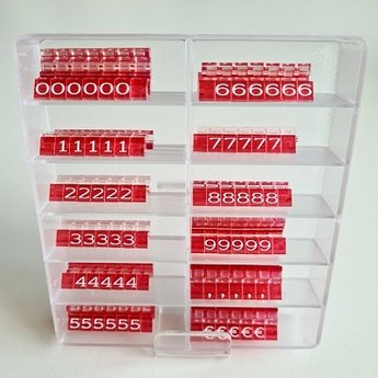 Prijscassette vitrine 6mm rood/wit