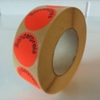 Etiket 35 mm fluor rood  SONDERPREIS   1000/rol