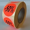 Etiket fluor rood 27mm -50% 500/rol