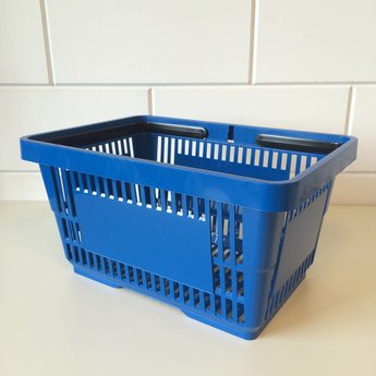 Winkelmandje blauw RAL 5005 met 2 handgrepen. Afmeting bxlxh 30x43x21 cm.