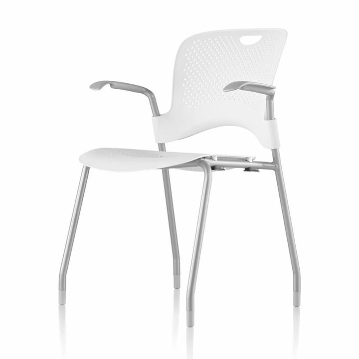 Herman Miller TWO White Herman Miller Caper Mesh Seat Stacking Meeting Chair w/arms & Castors 