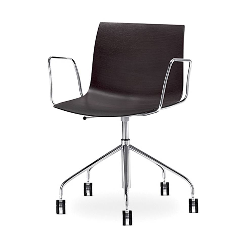 Arper Arper Catifa 46 Desk Chair Chrome Wooden Seat Shell