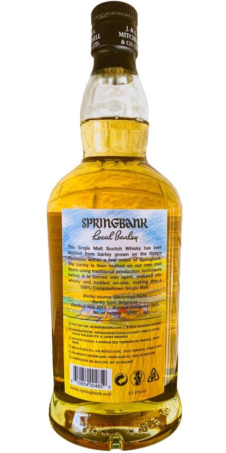 springbank 10 years Local Barley 2021 70CL - Whisky and such