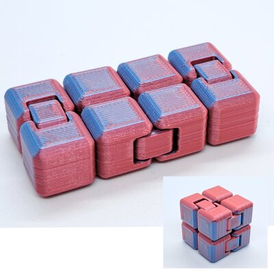 KoelzKidz Handmade Fidget Cube blauw/rood