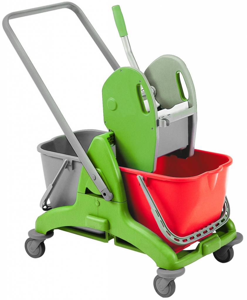 Dubbele rolemmer 2X 25L. met pers wringer inclusief duwbeugel