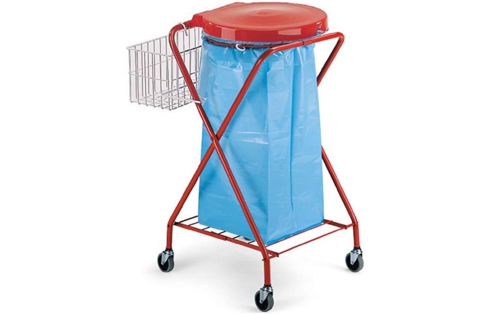 X-trolley met zakhouder en deksel + opbergmandje X-trolley met zakhouder en deksel + opbergmandje