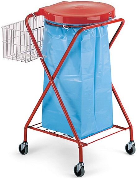 X-trolley met zakhouder en deksel + opbergmandje