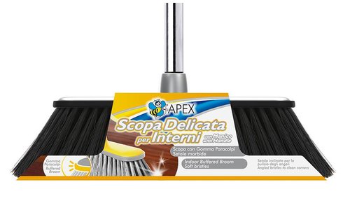 Zachte Vloer bezem met speciale 'X' cross borstelharen en telescoopsteel