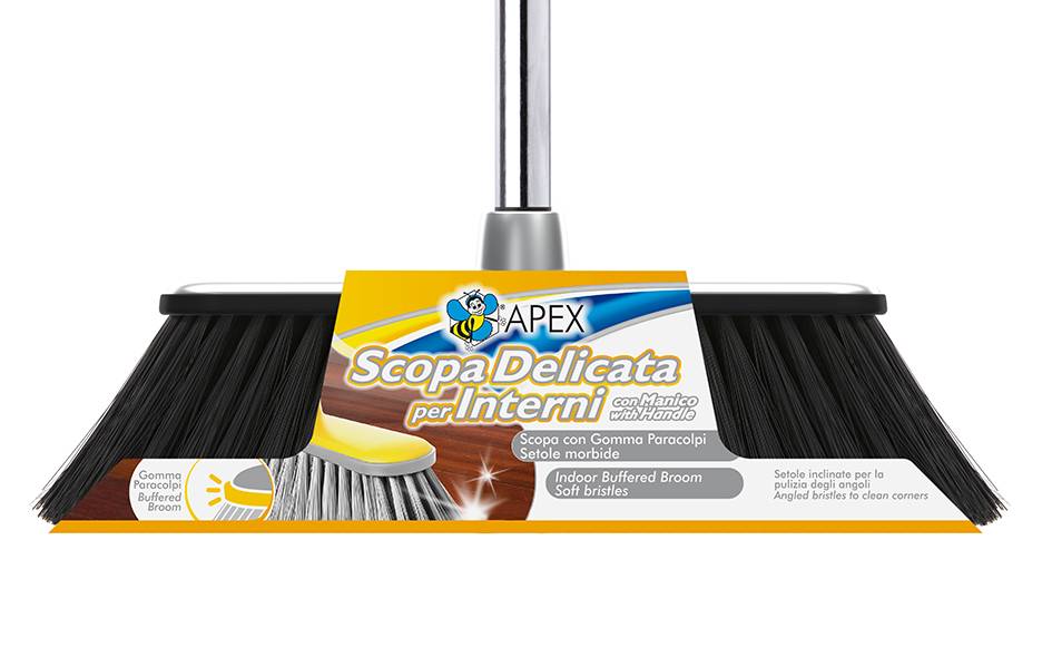 Zachte Vloer bezem met speciale 'X' cross borstelharen en telescoopsteel