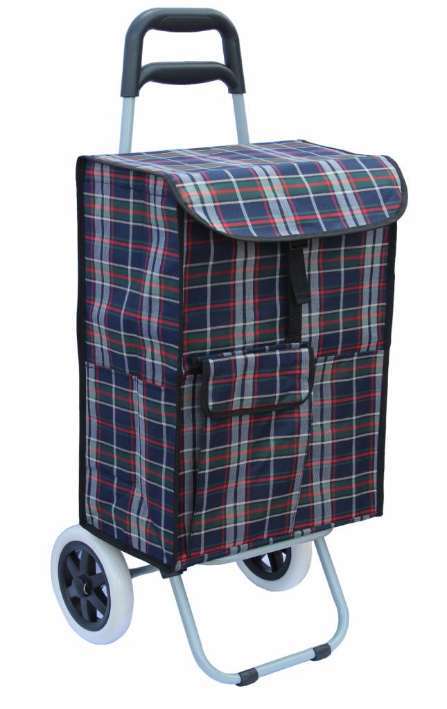 Boodschappentrolley 40 L. Blauw / Rood / Groen geruit