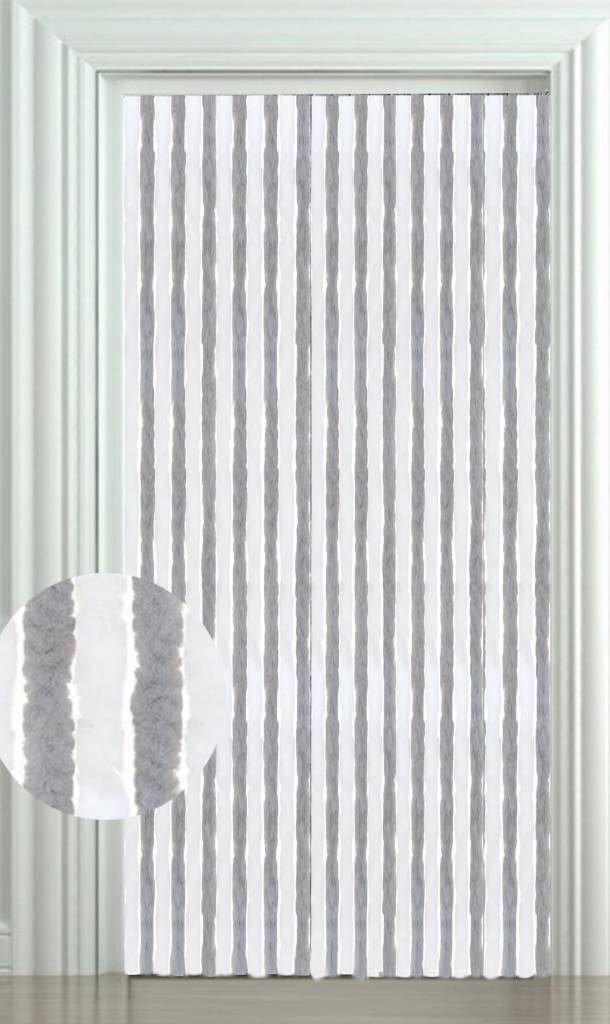 Vliegengordijn kattenstaart 100x220 cm. Wit/Grijs