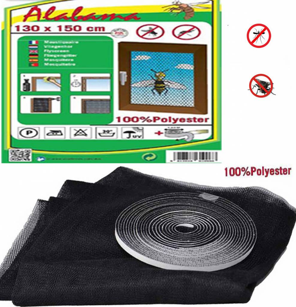 Vliegengaas voor ramen 130x150cm Zwart Vliegengaas voor ramen 130x150cm Zwart