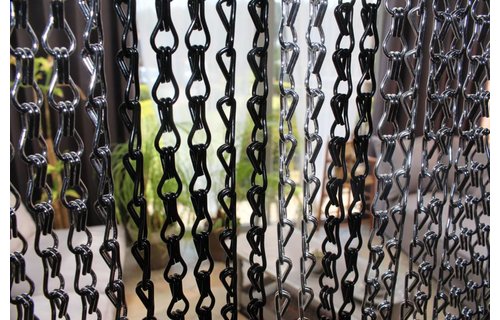 Ketting vliegengordijn Zilver / Zwart 90 x 200 cm.
