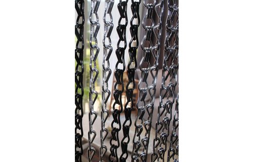Ketting vliegengordijn Zilver / Zwart 90 x 200 cm.