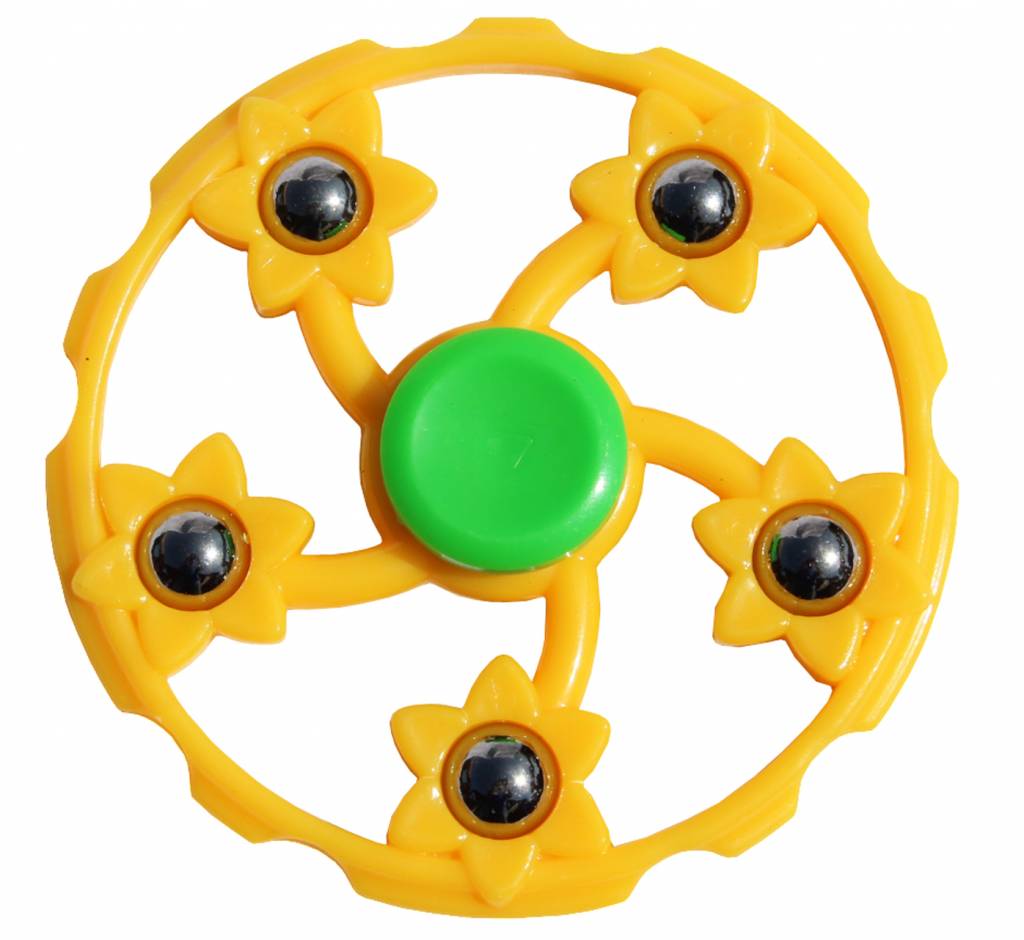 Hand spinner Geel 5 kogels rond