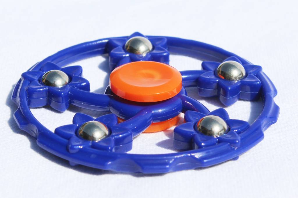 Hand spinner Blauw 5 kogels rond