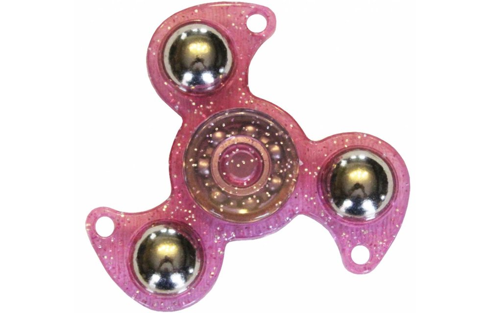 Hand spinner Glitter drietand Roos Hand spinner Glitter drietand Roos