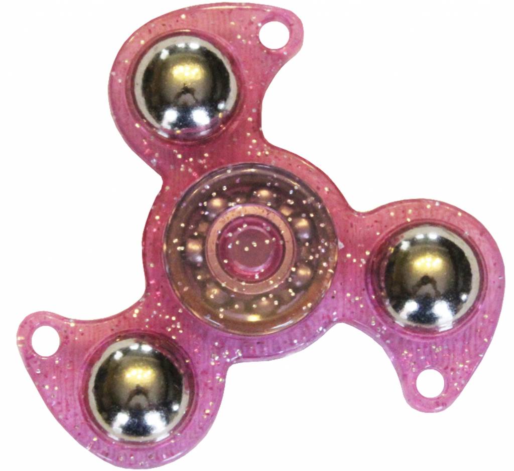 Hand spinner Glitter drietand Roos Hand spinner Glitter drietand Roos