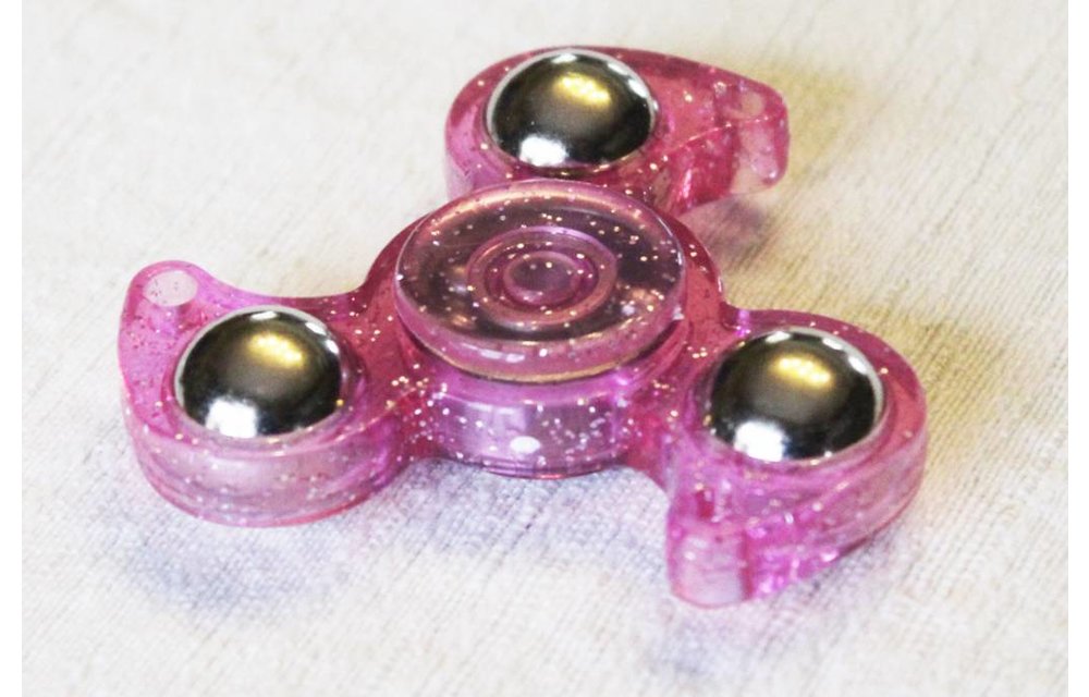 Hand spinner Glitter drietand Roos Hand spinner Glitter drietand Roos