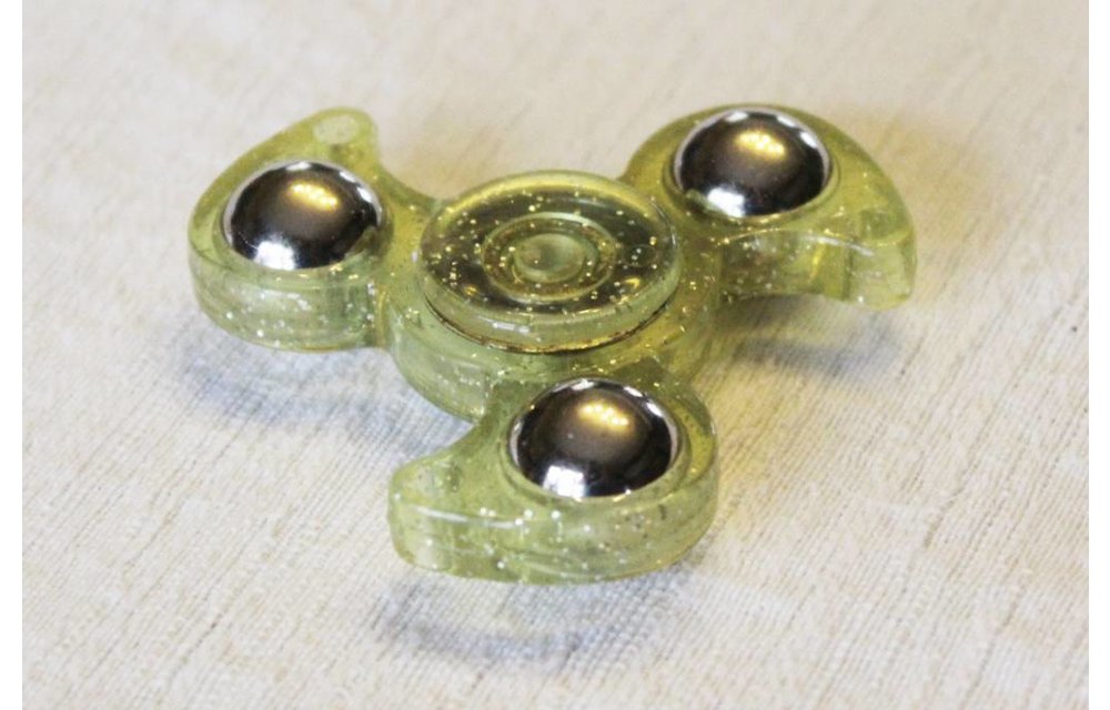 Hand spinner Glitter drietand Geel Hand spinner Glitter drietand Geel