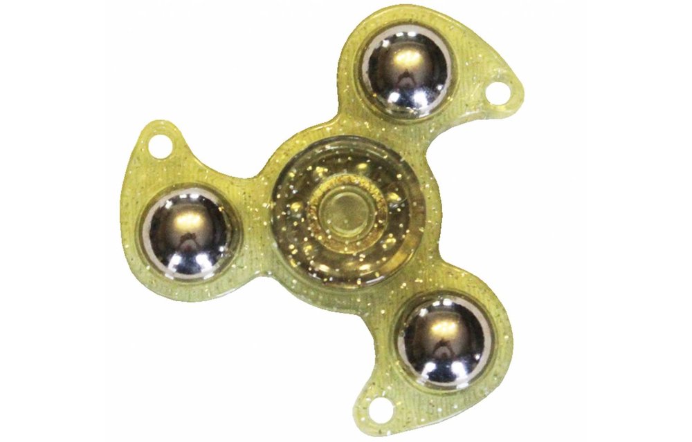 Hand spinner Glitter drietand Geel Hand spinner Glitter drietand Geel
