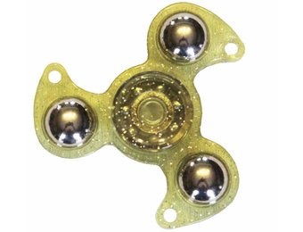 Hand spinner Glitter drietand Geel