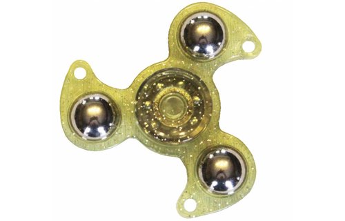 Hand spinner Glitter drietand Geel