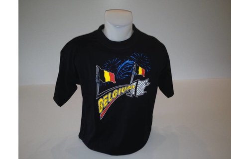 T-shirt Belgium 2vlag (zwart) T-shirt Belgium 2vlag (zwart)