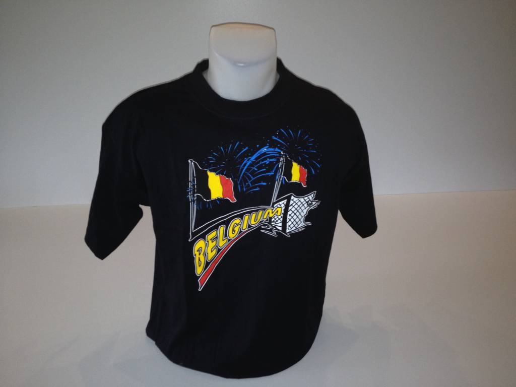T-shirt Belgium 2vlag (zwart) T-shirt Belgium 2vlag (zwart)