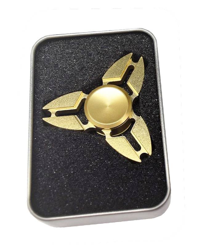 Metalen hand spinner Tri-Aluminium Goud