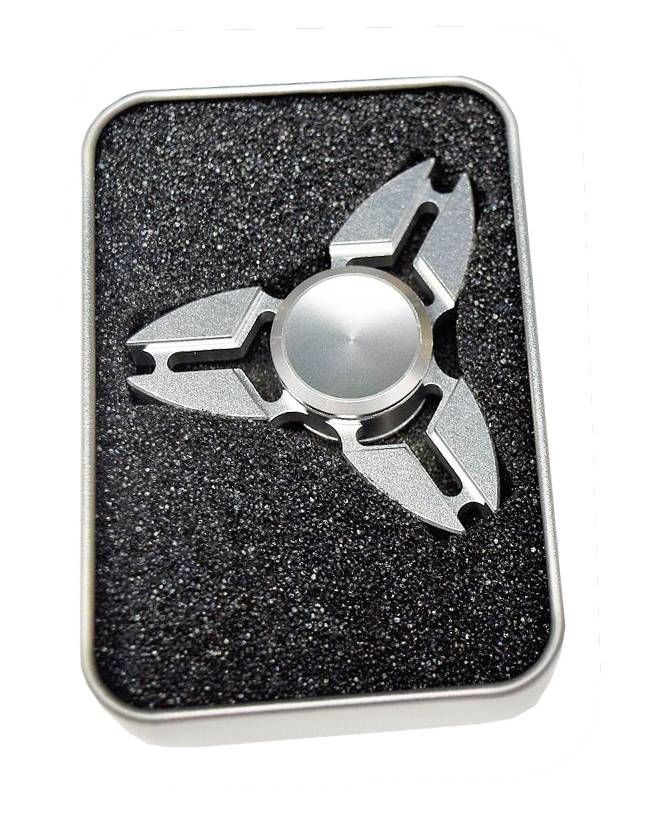 Metalen hand spinner Tri-Aluminium Zilver