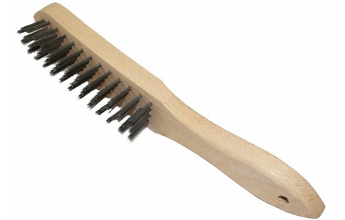 Handborstel metaaldraad met 4 rijen Handborstel metaaldraad met 4 rijen