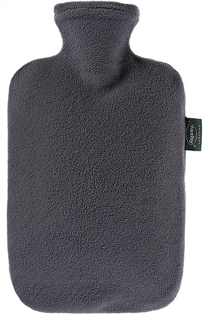 Warmwaterkruik 2 L. fleece hoes antraciet grijs