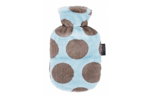 Warmwaterkruik 0,8 L. zachte velours stippen