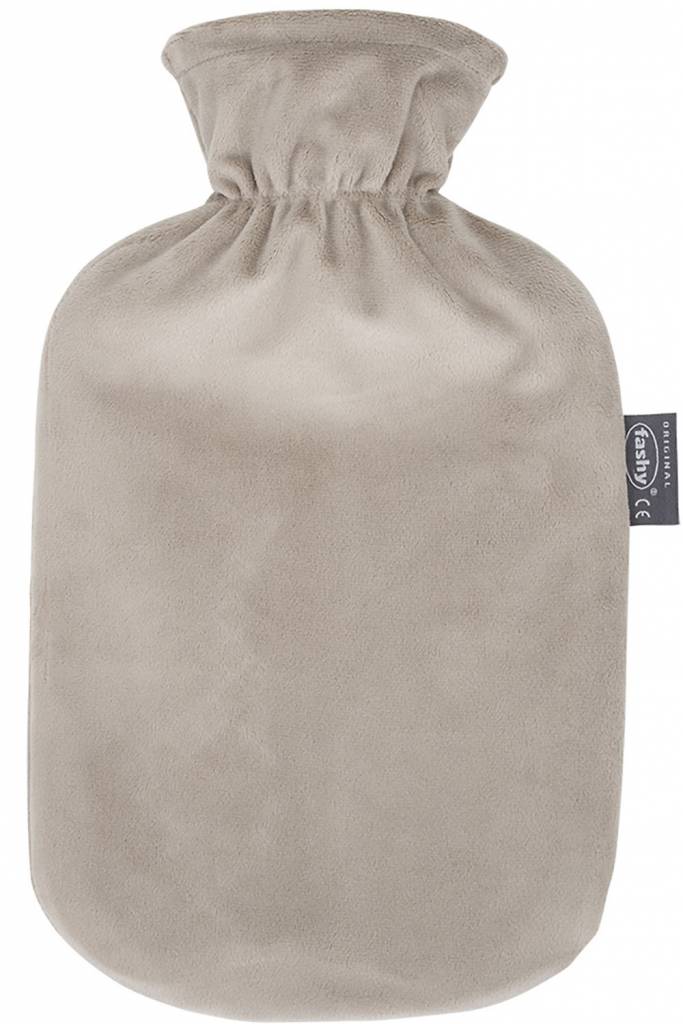 Warmwaterkruik 2 L. zachte velours taupe