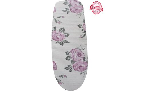 Strijkplankovertrek 140 x 50 cm streep / roze bloem