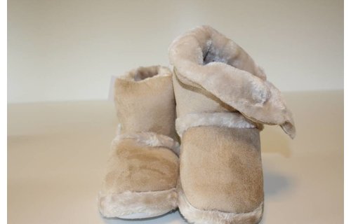 Pantoffels kinderen hoog met velcrostrip Beige