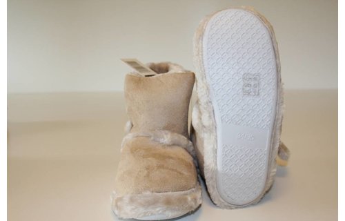 Pantoffels kinderen hoog met velcrostrip Beige