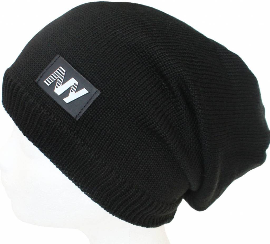 Oversize Beanie Muts NY Zwart