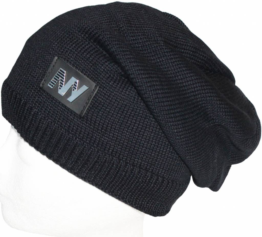 Oversize Beanie Muts NY Navy Blauw