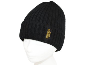 Gebreide Muts met boord NYC Zwart
