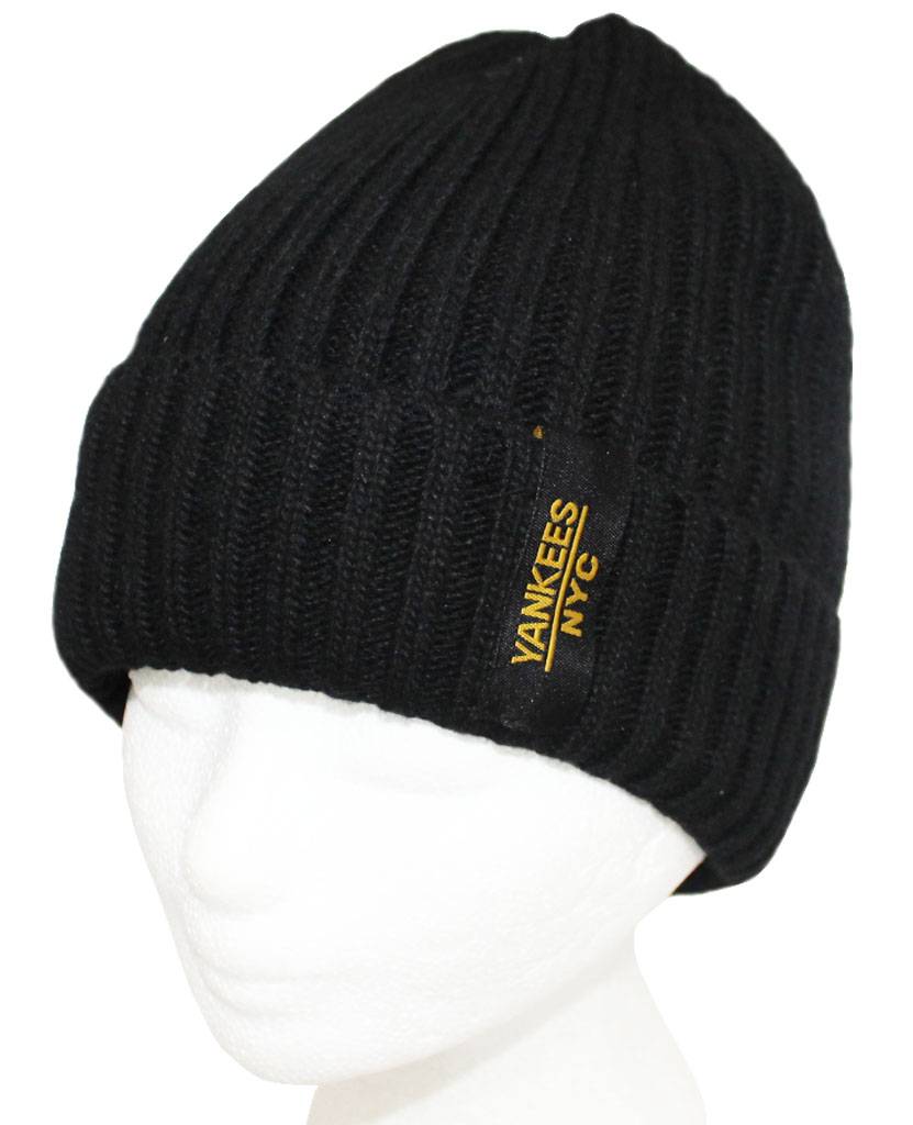Gebreide Muts met boord NYC Zwart