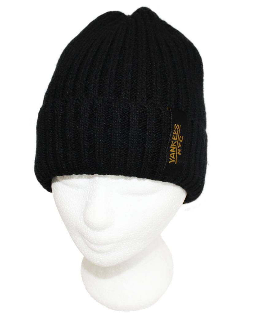Gebreide Muts met boord NYC Zwart
