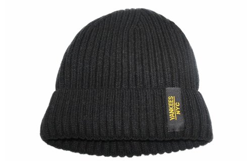 Gebreide Muts met boord NYC Zwart