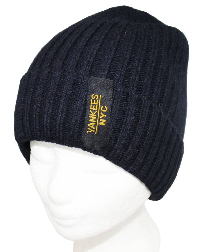 Gebreide Muts met boord NYC Navy Blauw Gebreide Muts met boord NYC Navy Blauw